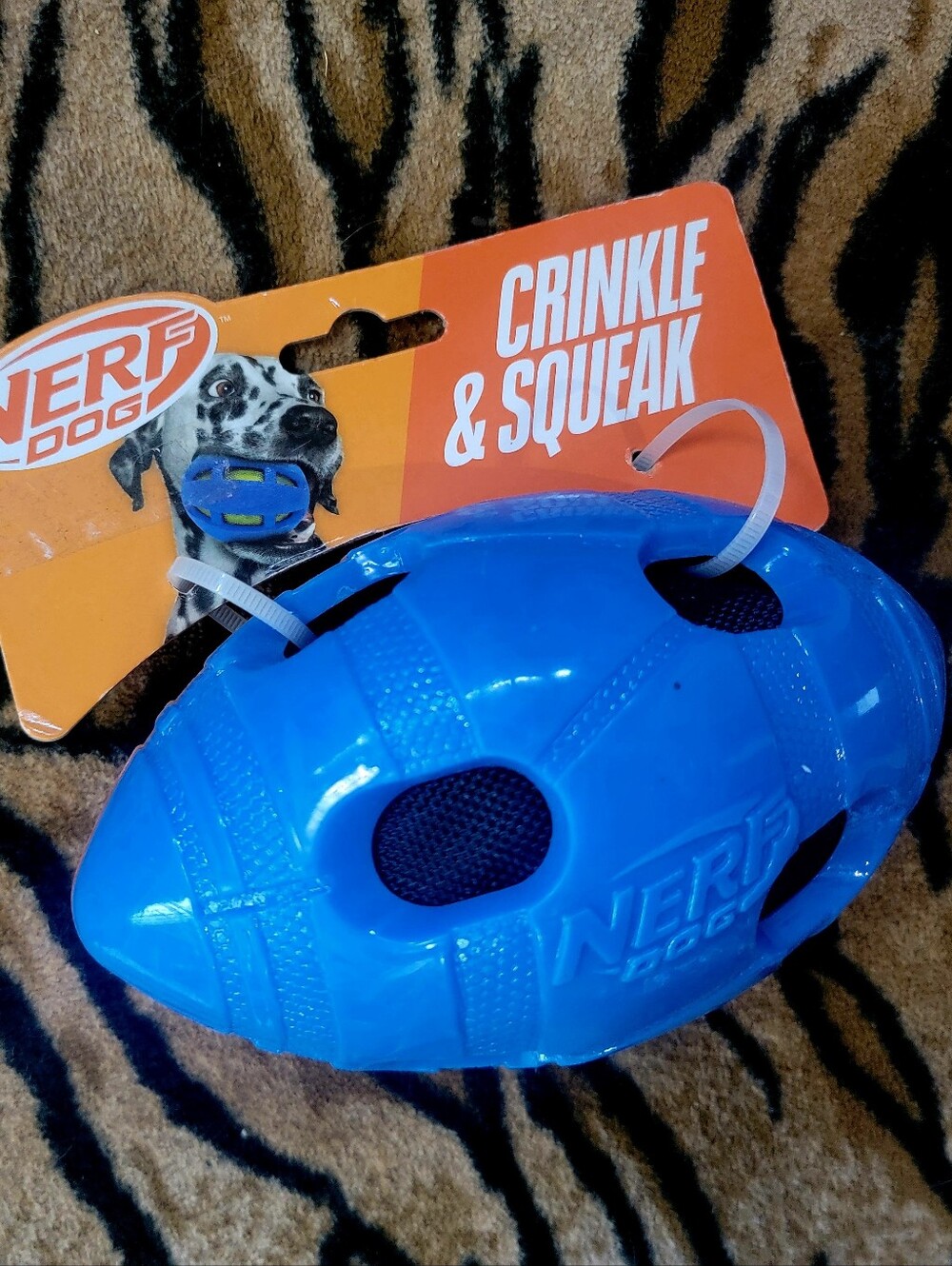 Nerf Dog Football Crinkle & Squeak  Toy Various Colors New Ea.